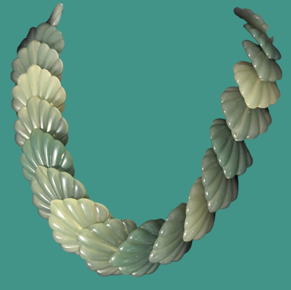 Vintage Glowy Green Lucite Leaf Necklace